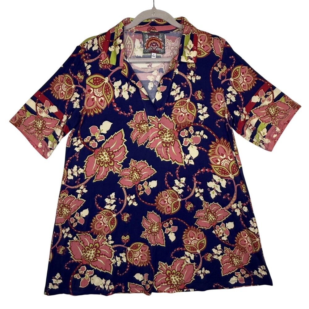 Johnny Was Montreux Polo Swing Tee Large Boho Chic T22624